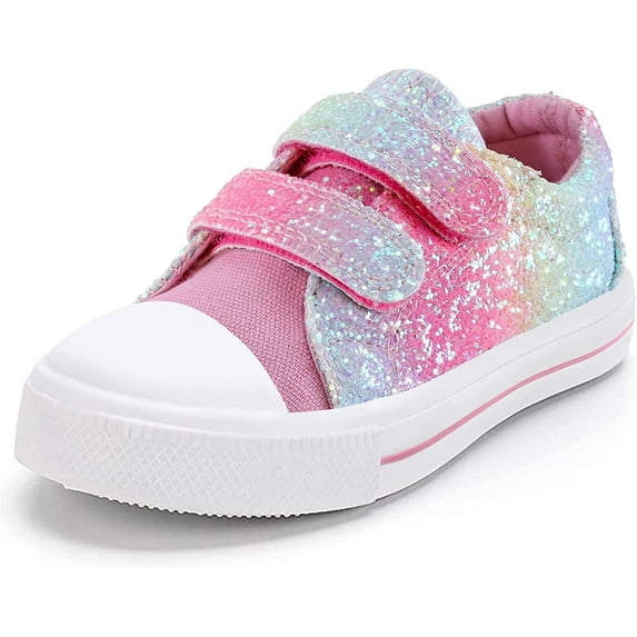 Kushyshoo Kids Canvas Shoes Colorful Glitter Children Sneaker Toddler Girls School Shoes Size 10