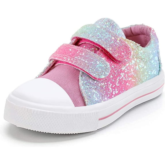Kushyshoo Kids Canvas Shoes Colorful Glitter Children Sneaker Toddler Girls School Shoes Size 12