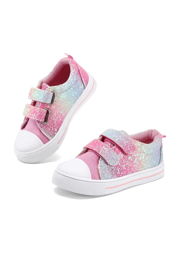 Kids Canvas Shoes Colorful Glitter Children Sneaker Toddler Girls School Shoes Size 8