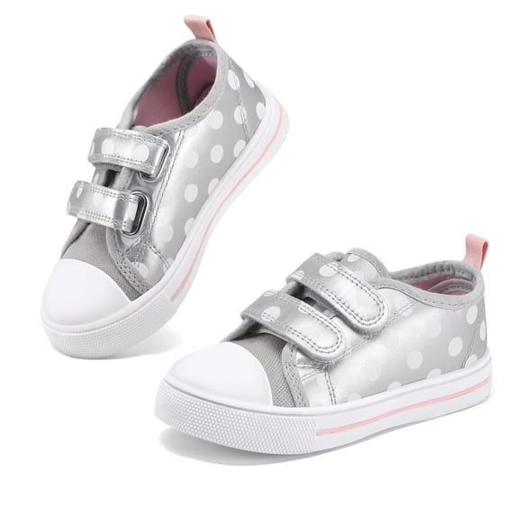 Kushyshoo Kids Canvas Sneakers Silver Dots Size 12 Little Girls' Shoes