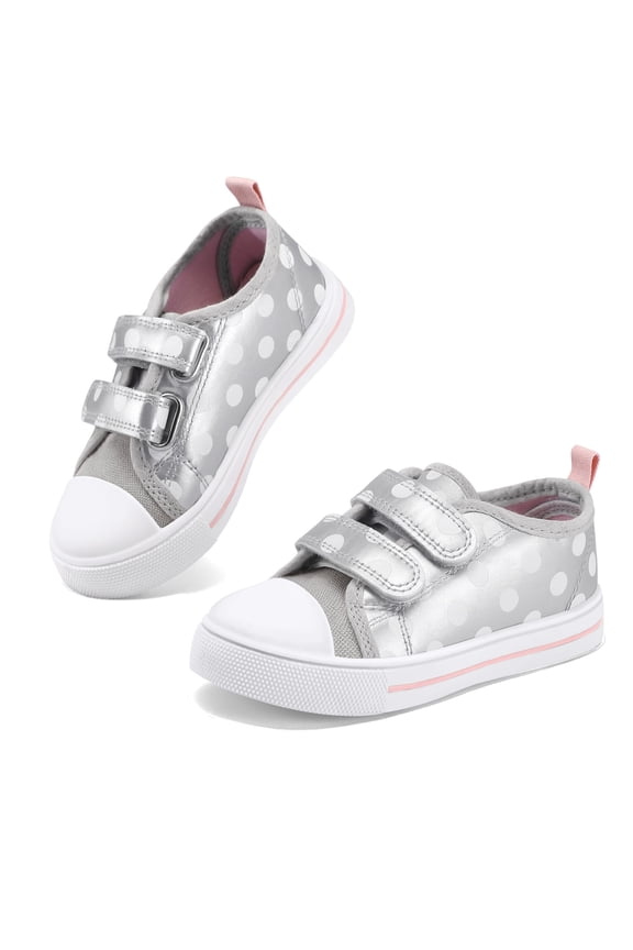 Kids Canvas Sneakers Silver Dots Size 12 Little Girls' Shoes