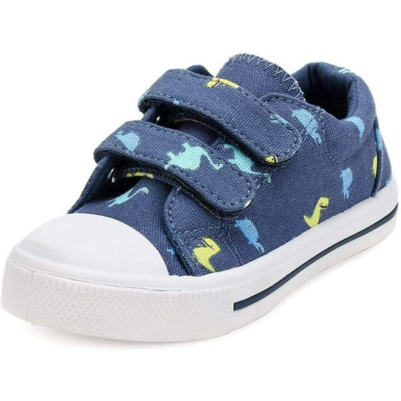 Kushyshoo Kids Canvas Shoes Toddler Boy Blue Dinosaurs Sneakers for School Days Size 12