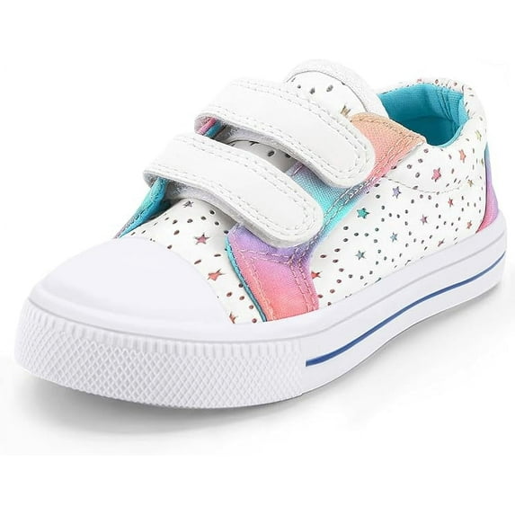 Kushyshoo Kids Canvas Shoes White Stars Children Sneaker Toddler Girls School Shoes Size 12