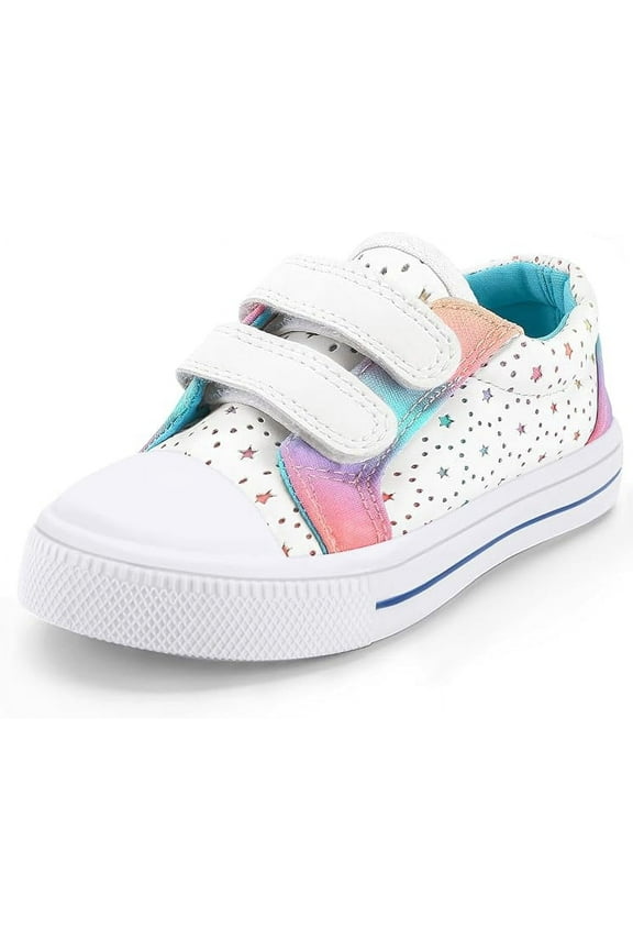 Kids Canvas Shoes White Stars Children Sneaker Toddler Girls School Shoes Size 7