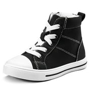 KUSHYSHOO Kids Canvas Sneakers Black High-Top Children Walking Shoes 11M