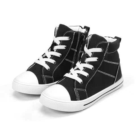 Kids Canvas Sneakers Black High-Top Children Walking Shoes 11M