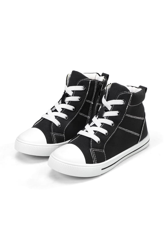 Kids Canvas Sneakers Black High-Top Children Walking Shoes 11M