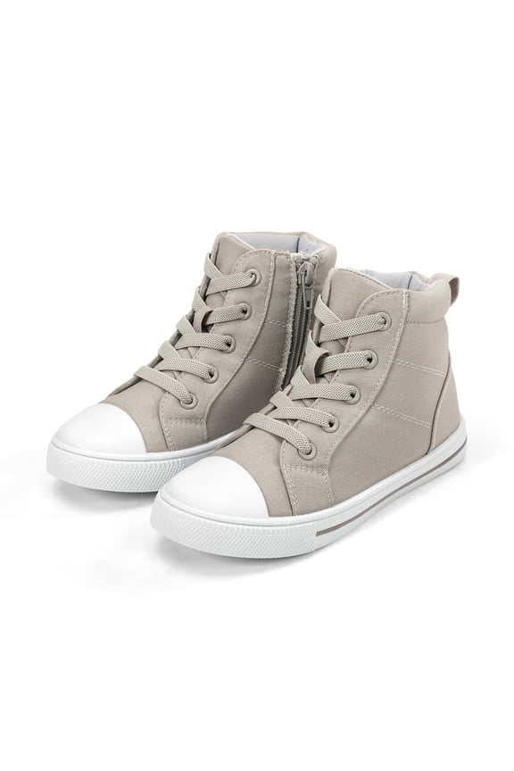 Kids Canvas Sneakers Gray High-Top Children Walking Shoes 2M