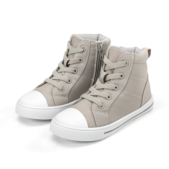 Kushyshoo Kids Canvas Sneakers Gray High-Top Children Walking Shoes 3M
