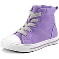 thumbnail image 1 of Kushyshoo Kids Canvas Sneakers Purple High-Top Children Walking Shoes 1M, 1 of 7
