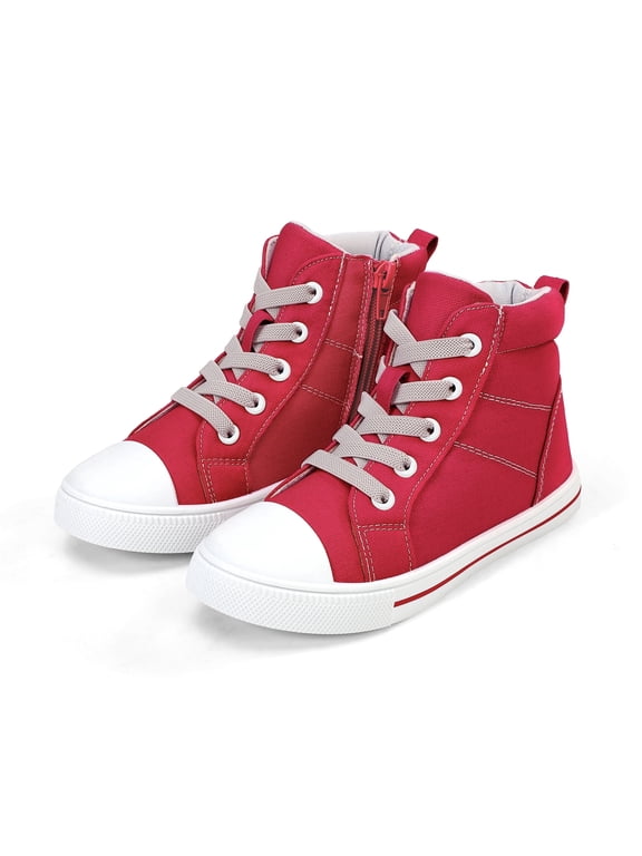 Kids Canvas Sneakers Red High-Top Children Walking Shoes 11M
