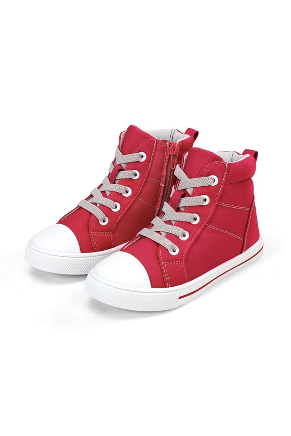 Kids Canvas Sneakers Red High-Top Children Walking Shoes 1M