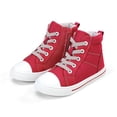 thumbnail image 1 of Kushyshoo Kids Canvas Sneakers Red High-Top Children Walking Shoes 1M, 1 of 5