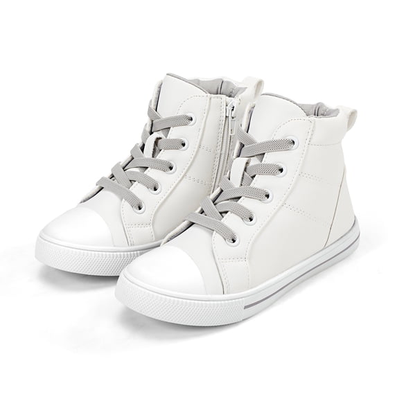 Kushyshoo Kids Canvas Sneakers White High-Top Children Walking Shoes 1M