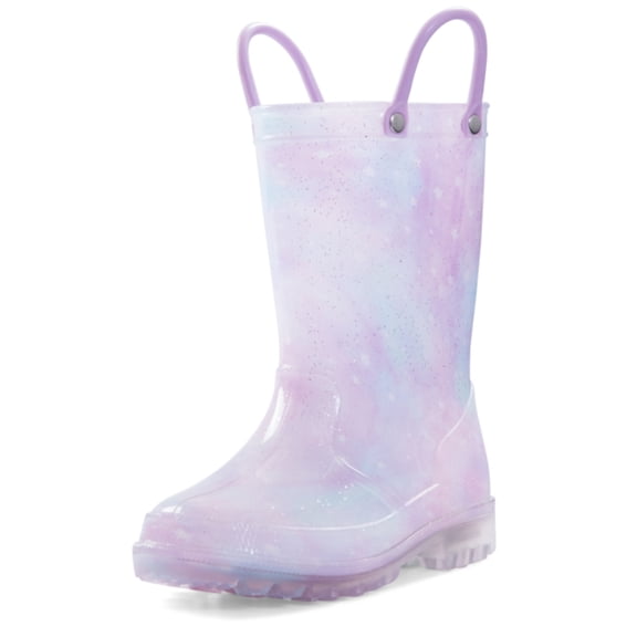 Kushyshoo Kids Light up Rain Boot Purple Tie Dye Glitter Little Girls Shoes Size 2