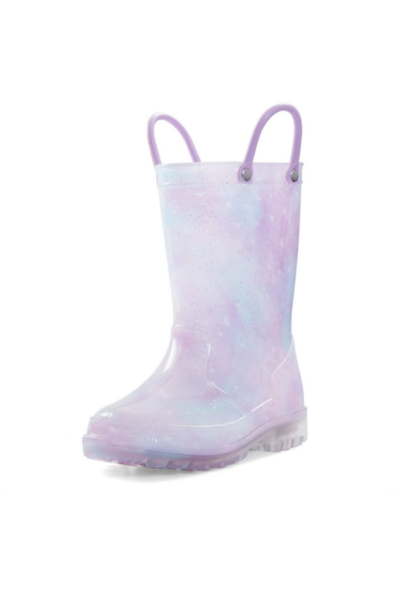 Kids Light up Rain Boot Purple Tie Dye Glitter Toddler Girls Shoes Size 10