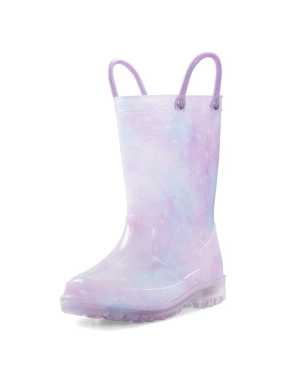 Kids Light up Rain Boot Purple Tie Dye Glitter Toddler Girls Shoes Size 11