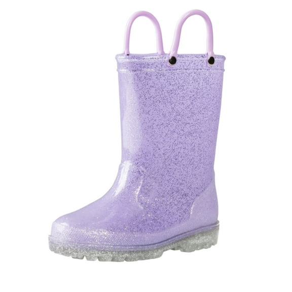 Kushyshoo Kids Light up Rain Boots Purple Glitter Little Girls Shoes Size 12