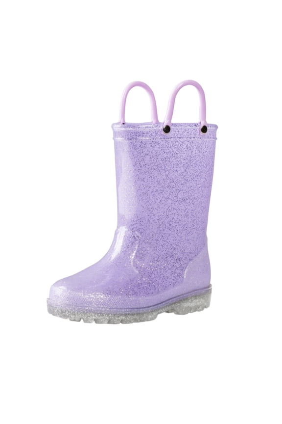 Kids Light up Rain Boots Purple Glitter Toddler Girls Shoes Size 8