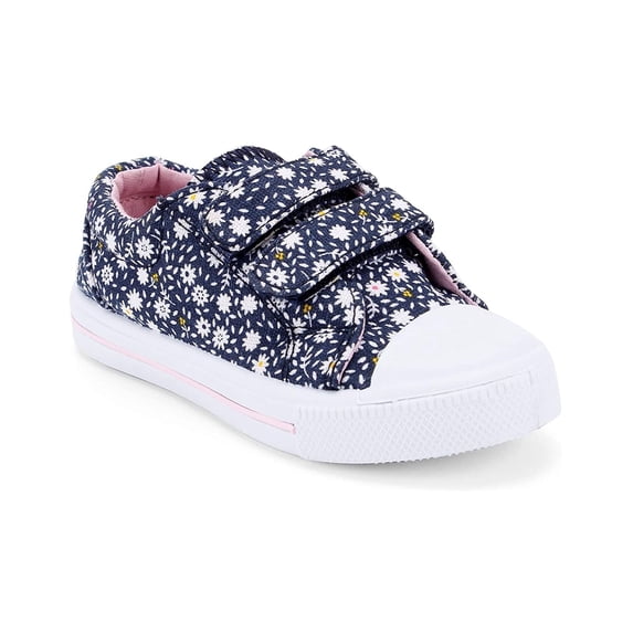 Kushyshoo Kids Navy Flower Casual Canvas Shoe Size 12 (Todder Girl)