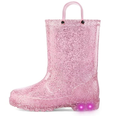 Kushyshoo Kids Pink Glitter Light up Rain Boot Size 12 Toddler Girl