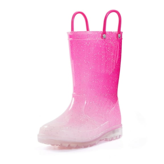 Kushyshoo Kids Pink Glitter Light up Rain Boots Size 5 Toddler Girls Shoes