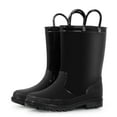 thumbnail image 1 of Kushyshoo Kids Rain Boots for Girls Boys Waterproof Rain Shoes with Easy On Handless Black Solid Boots Size 3, 1 of 8