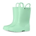 thumbnail image 1 of Kushyshoo Kids Rain Boots for Girls Boys Waterproof Rain Shoes with Easy On Handless Green Solid Boots Size 2, 1 of 7