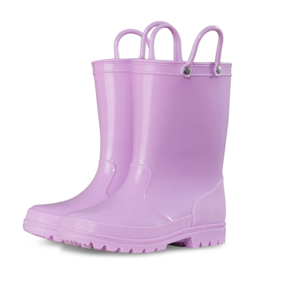 Kushyshoo Kids Rain Boots for Girls Boys Waterproof Rain Shoes with Easy On Handless Lilac Solid Boots Size 4