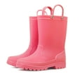 thumbnail image 1 of Kushyshoo Kids Rain Boots for Girls Boys Waterproof Rain Shoes with Easy On Handless Rose Red Solid Boots Size 6, 1 of 8