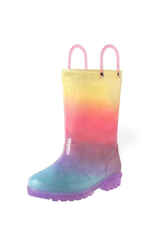 Kids Rainbow Glitter Light up Rain Boot Size 1 Toddler Girl