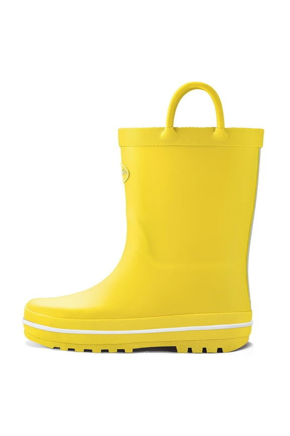 Kids Rubber Rain Boots Yellow Matte Boots with Handles B5M