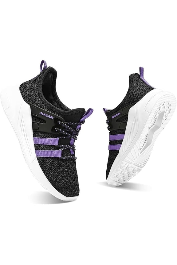Kids Sneakers Black Purple Running Athletic Shoes for Girls and Boys Size 3 (Little Kid)