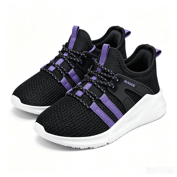 Kushyshoo Kids Sneakers Black Purple Running Athletic Shoes for Girls and Boys Size 3 (Little Kid)
