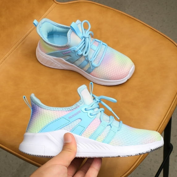 Kushyshoo Kids Sneakers Gradient Blue Running Athletic Shoes for Girls Size 1 (Big Kid)