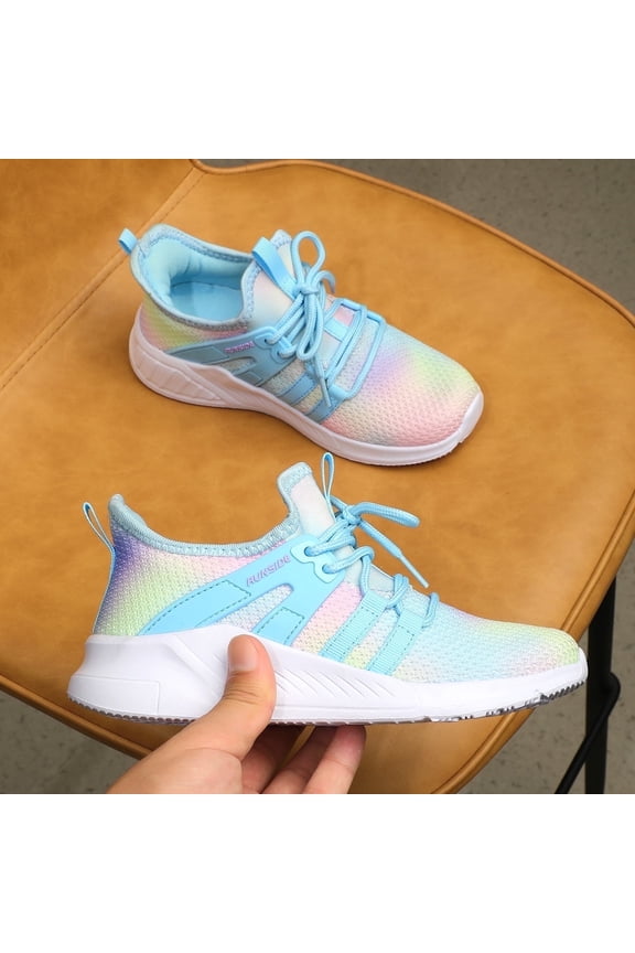 Kids Sneakers Gradient Blue Running Athletic Shoes for Girls Size 2 (Big Kid)
