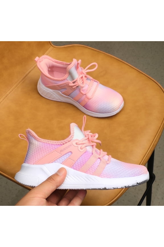 Kids Sneakers Gradient Pink Running Athletic Shoes for Girls Size 2 (Big Kid)