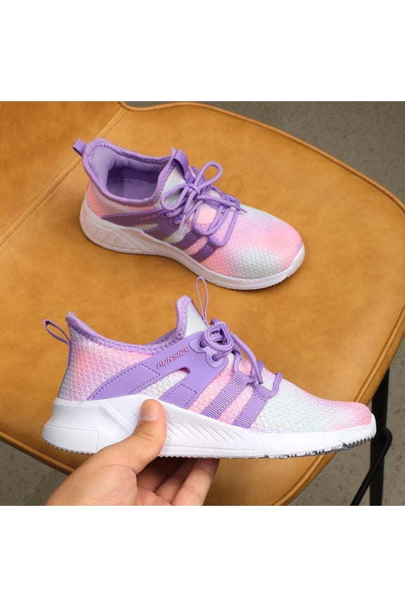 Kids Sneakers Gradient Purple Running Athletic Shoes for Girls Size 2 (Big Kid)