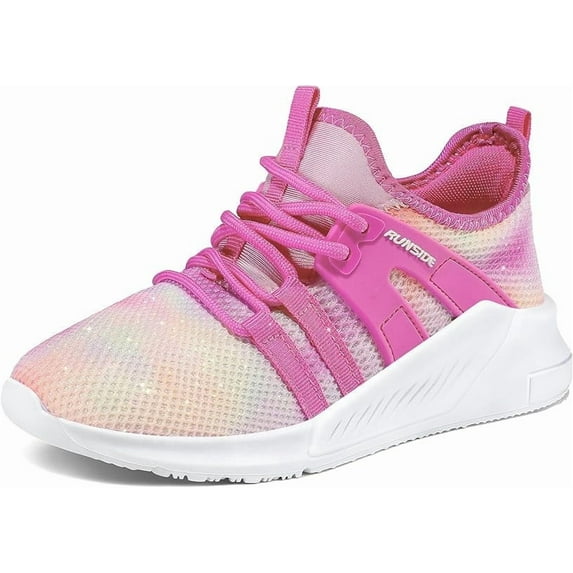 Kushyshoo Kids Sneakers Gradient Rose Red Running Tennis Athletic Shoes for Girls Size 13 For Little Kids