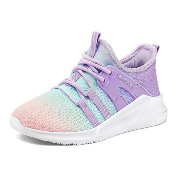 Kushyshoo Kids Sneakers Rainbow Pink Purple Running Tennis Athletic Shoes for Girls Size 1 (Big Kid)