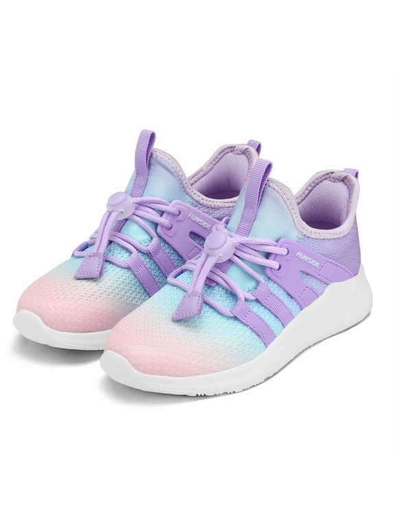 Kids Sneakers Rainbow Pink Purple Running Athletic Shoes for Girls Size 2 (Big Kid)