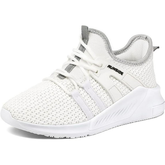 Kushyshoo Kids Sneakers White Running Tennis Athletic Shoes for Girls Size 1 (Gig Kid)