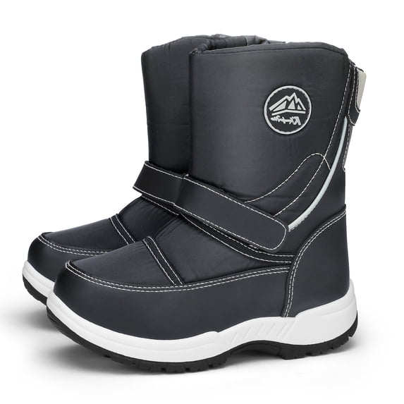 Kushyshoo Kids Snow Boots Waterproof Black Boys Winter Boot Big Kid Size 3