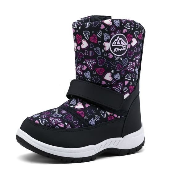 Kushyshoo Kids Snow Boots Waterproof Purple Star Girls Winter Boot Big Kid Size 1