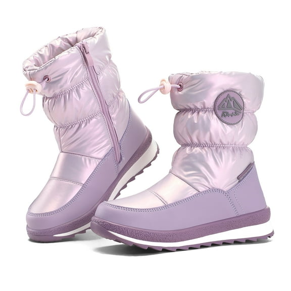 Kushyshoo Kids Snow Boots for Boys and Girls Purple Winter Outdoor Waterproof and Non-Slip Artificial Fur Snow Boots Size 11M
