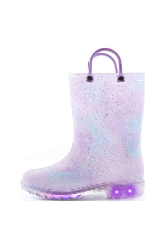 Kushyshoo Kids Starry Sky Glitter Light up Rain Boot Size 11 Little Girl