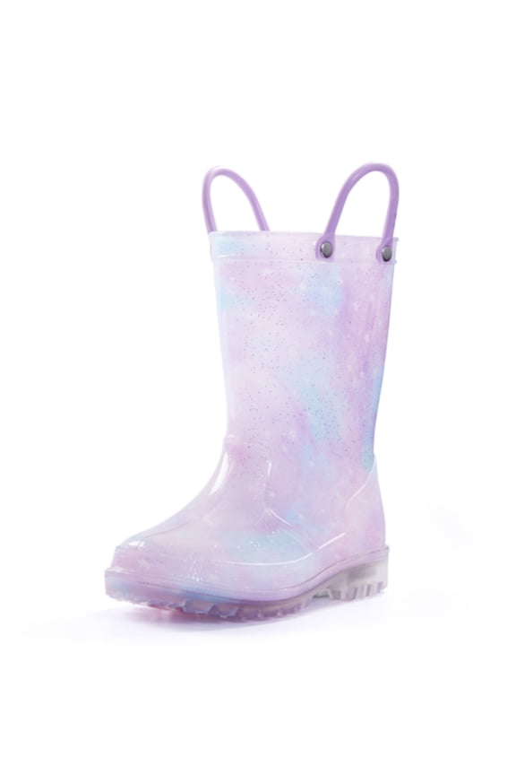 Kids Starry Sky Glitter Light up Rain Boots Size 3 Big Girls Shoes