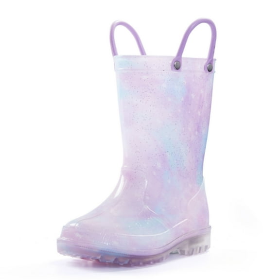 Kushyshoo Kids Starry Sky Glitter Light up Rain Boots Size 9 Toddler Girls Shoes