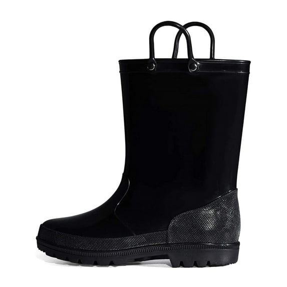 Kushyshoo Little Big Kids Rain Boots Boys Girls Black Solid Boots Size 13
