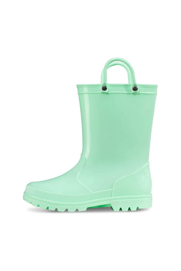 Kushyshoo Little Big Kids Rain Boots Boys Girls Green Solid Boots Size 12